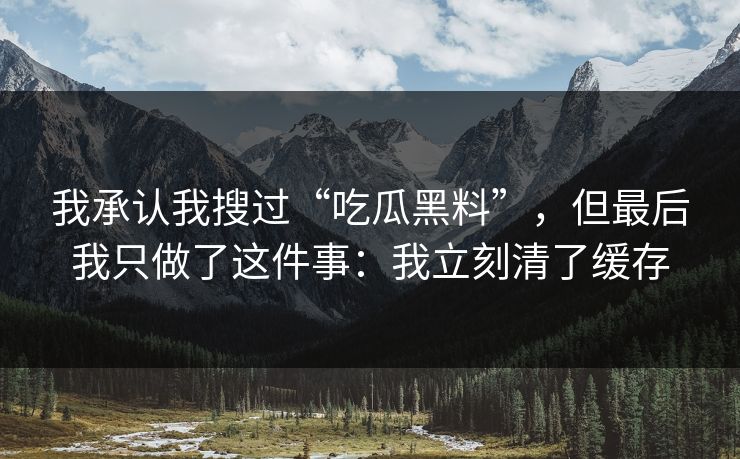 我承认我搜过“吃瓜黑料”，但最后我只做了这件事：我立刻清了缓存