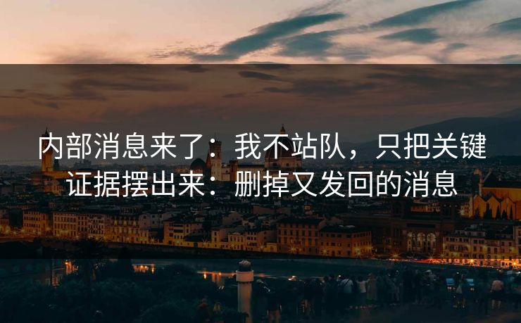内部消息来了：我不站队，只把关键证据摆出来：删掉又发回的消息