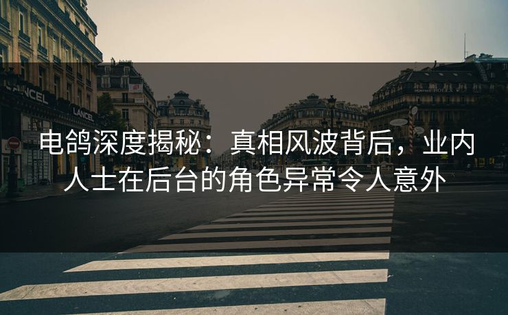 电鸽深度揭秘：真相风波背后，业内人士在后台的角色异常令人意外