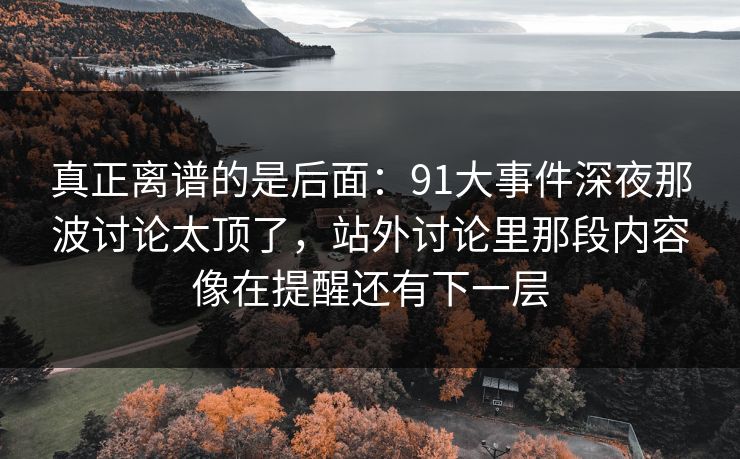 真正离谱的是后面：91大事件深夜那波讨论太顶了，站外讨论里那段内容像在提醒还有下一层